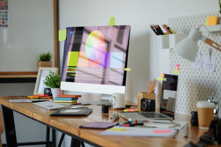 graphic design computer on table